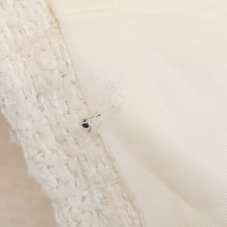 Pre Owned CH Carolina Herrera Cream Tweed Double Breasted Blazer M