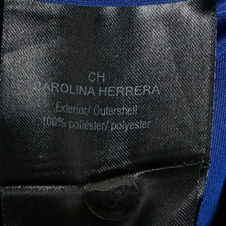 Pre Owned CH Carolina Herrera Roya Blue Taffeta Pocketed Flared Shirt Dress M