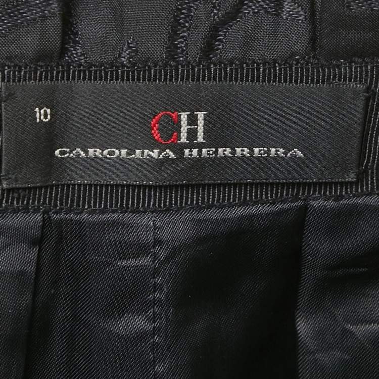 Pre Owned تنورة سي إتش كارولينا هيريرا سوداء من الجاكار قصيرة مقاس كبير - لارج