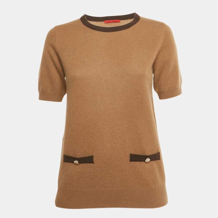 مملوكة مسبقًا CH Carolina Herrera Brown Wool Knit Top S