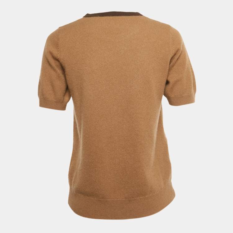 مملوكة مسبقًا CH Carolina Herrera Brown Wool Knit Top S