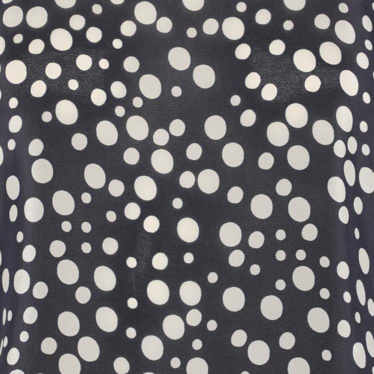 Pre Owned CH Carolina Herrera Blue/White Polka Dot Silk Top and Pant Set M