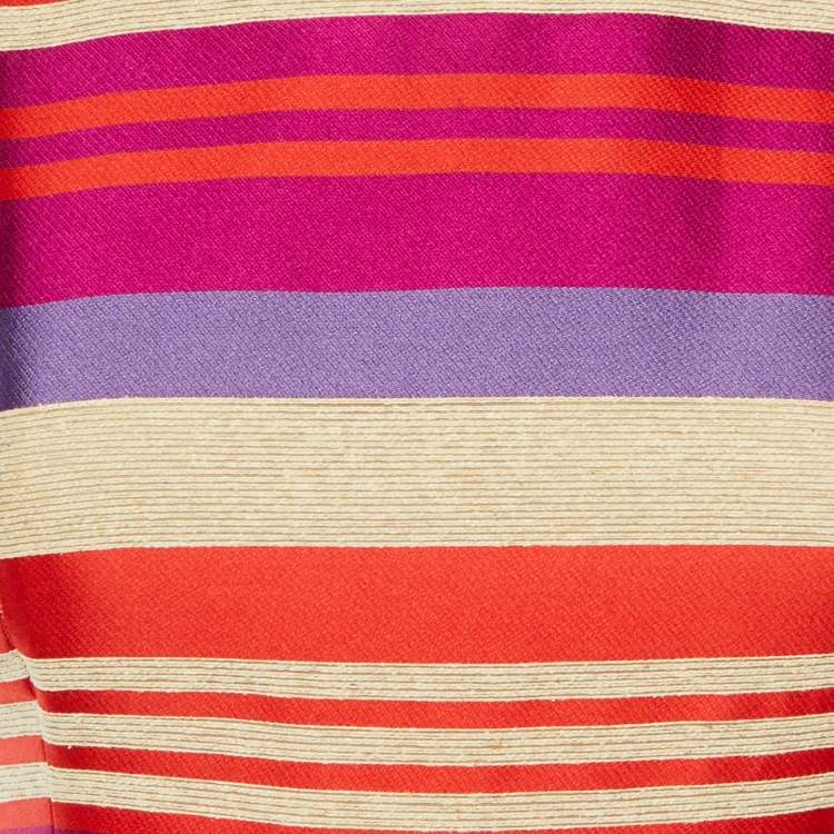 Pre Owned CH Carolina Herrera Multicolor Striped Silk Blend Short Dress XS