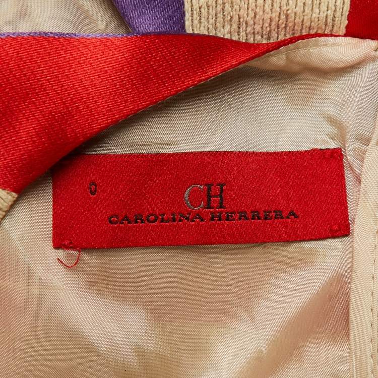 Pre Owned CH Carolina Herrera Multicolor Striped Silk Blend Short Dress XS