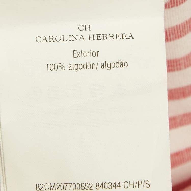 Pre Owned CH Carolina Herrera Red Striped Cotton Oversized Top S