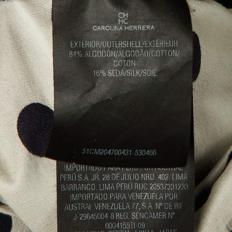 Pre Owned CH Carolina Herrera Navy Blue Polka Dot Print Cotton Top & Pants Set S/XS