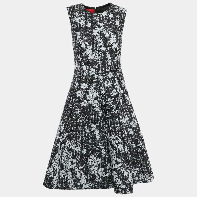 Pre Owned CH Carolina Herrera Black Floral Jacquard Sleeveless Midi Dress M