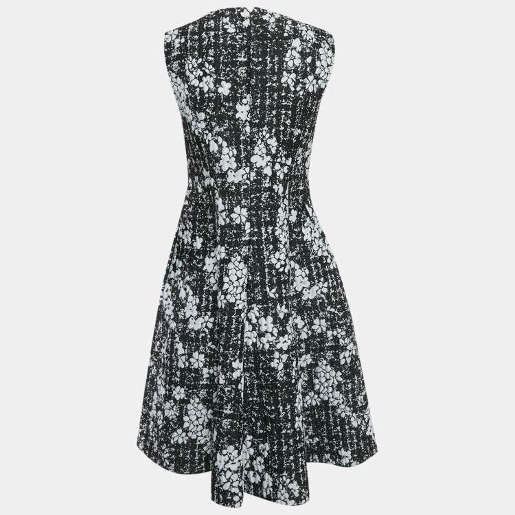 Pre Owned CH Carolina Herrera Black Floral Jacquard Sleeveless Midi Dress M