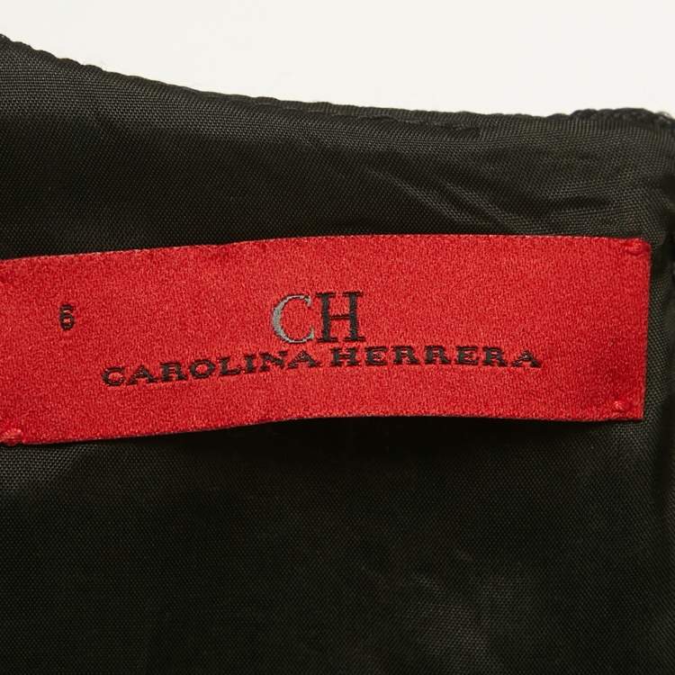 Pre Owned CH Carolina Herrera Black Floral Jacquard Sleeveless Midi Dress M
