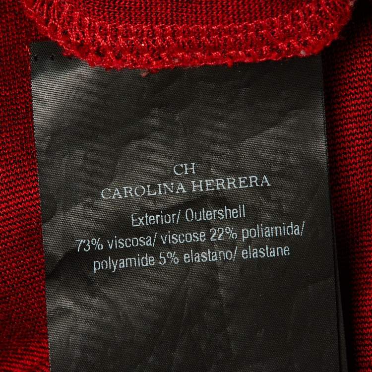 Pre Owned CH Carolina Herrera Red Jersey Flounced Hem Short Dress M