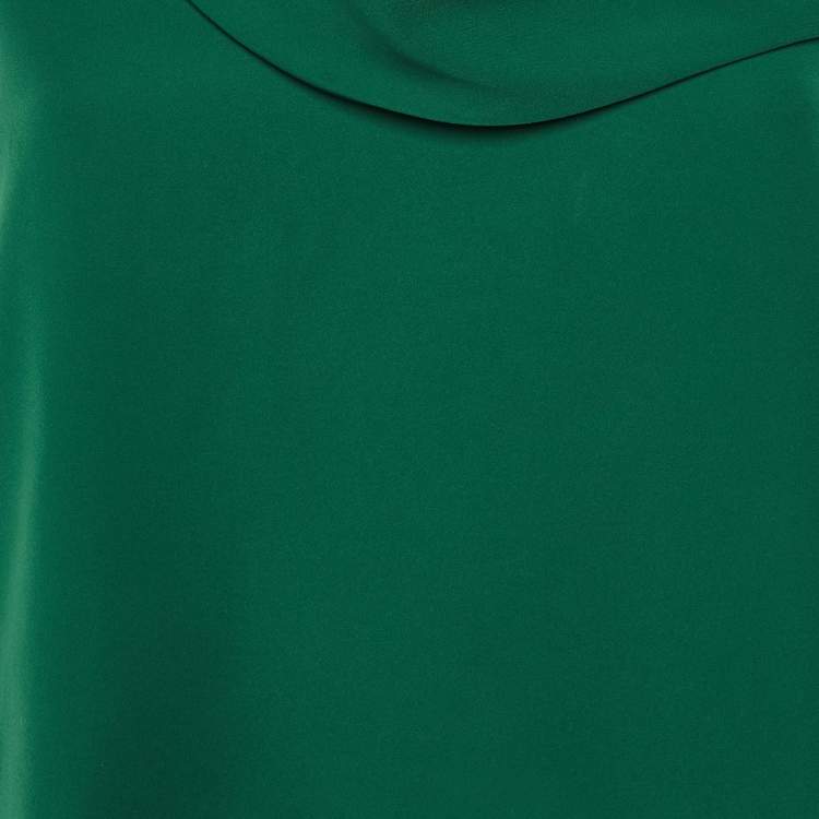 Pre Owned CH Carolina Herrera Green Crepe Drape Neck Top XS