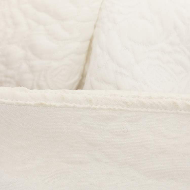 Pre Owned CH Carolina Herrera White Floral Print Jacquard Blouse XS