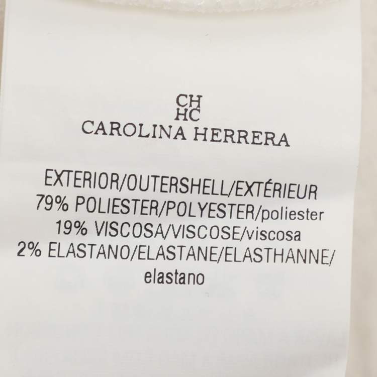 Pre Owned CH Carolina Herrera White Floral Print Jacquard Blouse XS