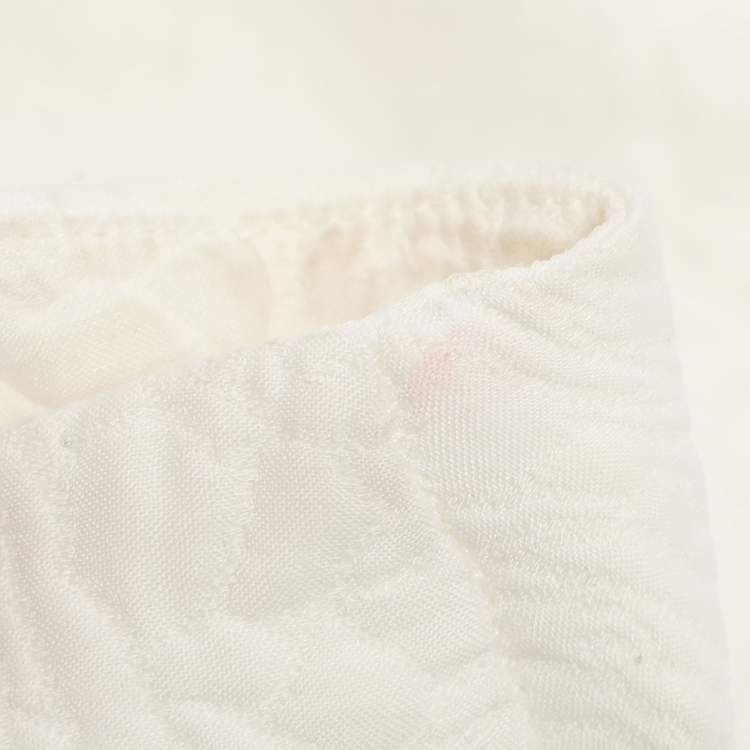 Pre Owned CH Carolina Herrera White Floral Print Jacquard Blouse XS