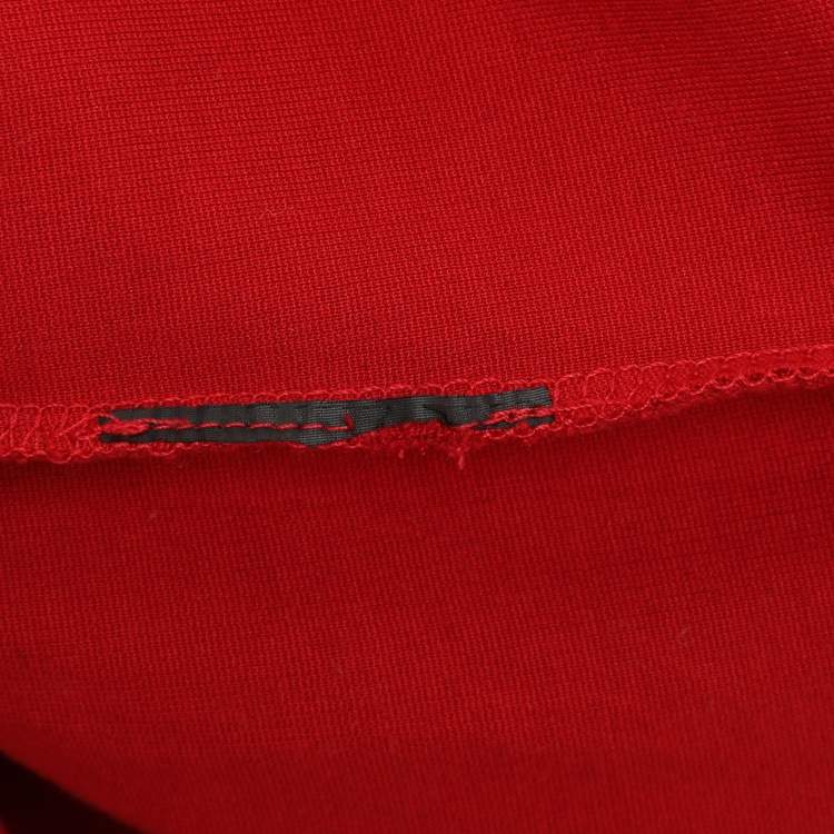 Pre Owned CH Carolina Herrera Red Jersey Tweed Detail Midi Dress XXS