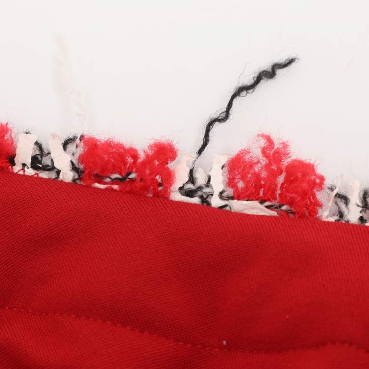 Pre Owned CH Carolina Herrera Red Jersey Tweed Detail Midi Dress XXS