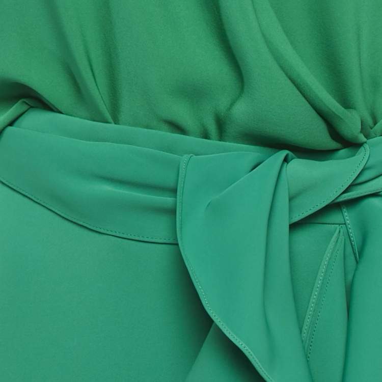 Pre Owned CH Carolina Herrera Green Crepe Top & Skirt Set S/M