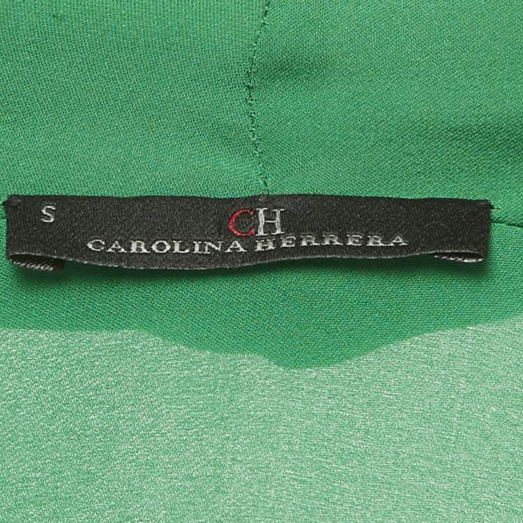 Pre Owned CH Carolina Herrera Green Crepe Top & Skirt Set S/M
