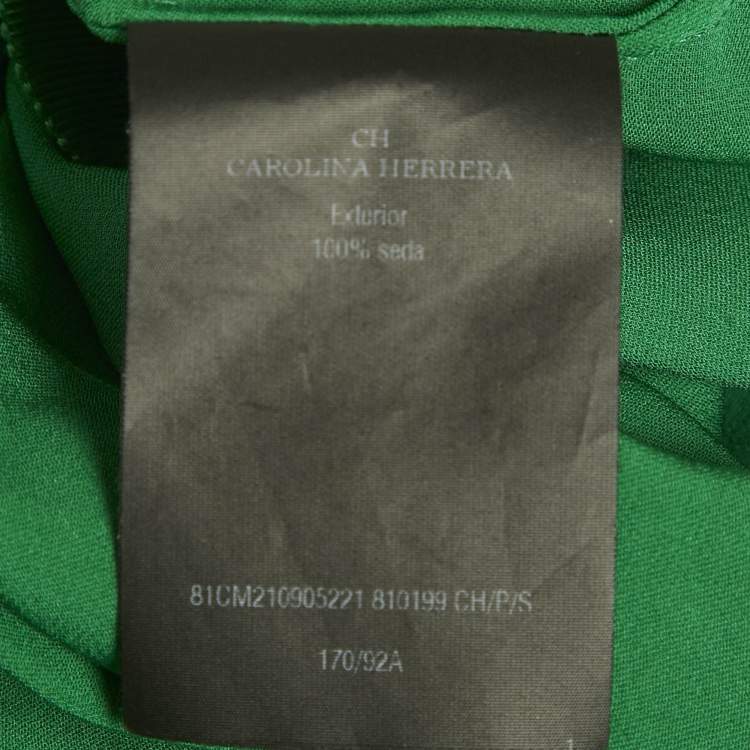 Pre Owned CH Carolina Herrera Green Crepe Top & Skirt Set S/M