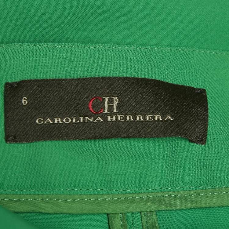 Pre Owned CH Carolina Herrera Green Crepe Top & Skirt Set S/M