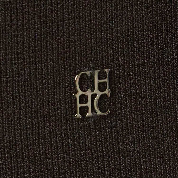 Pre Owned CH Carolina Herrera Black Stretch Knit Flared Sleeve Top S