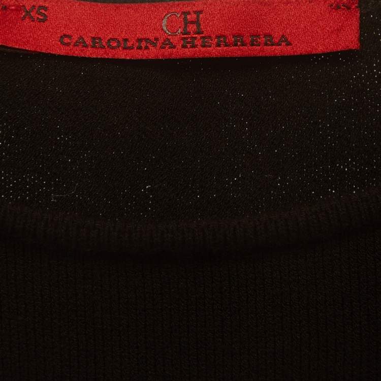 Pre Owned CH Carolina Herrera Black Stretch Knit Midi Dress XS