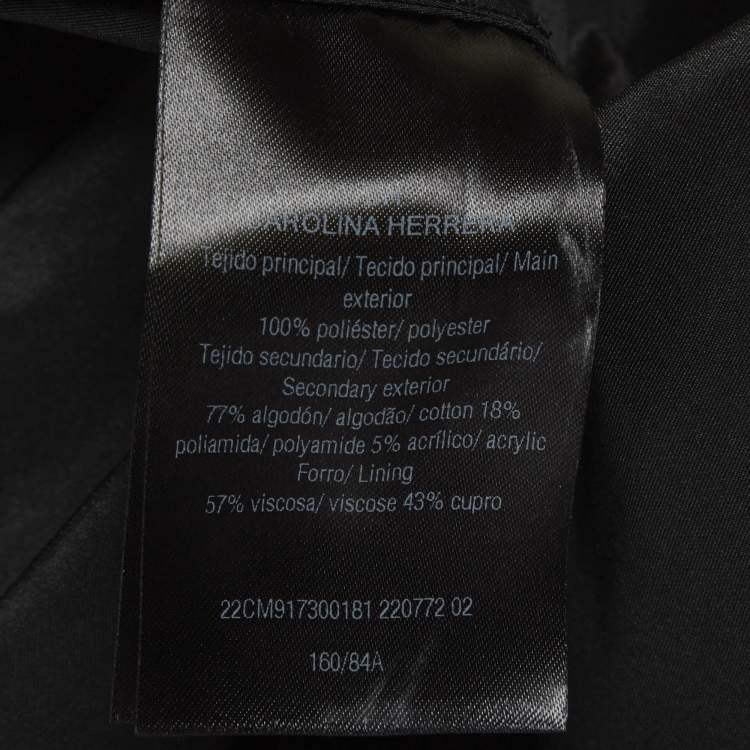 Pre Owned CH Carolina Herrera Black Textured Cotton and Crepe Midi Dress S