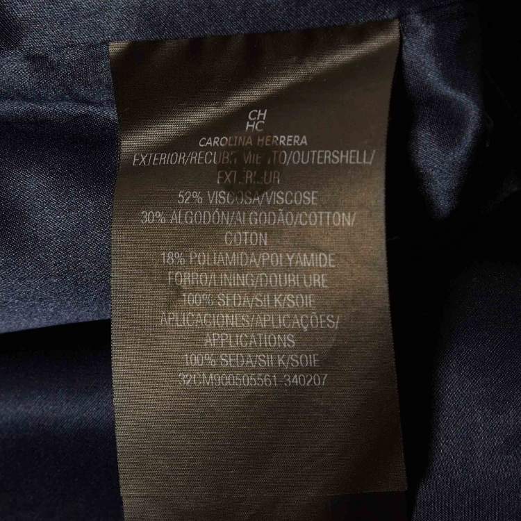 Pre Owned CH Carolina Herrera Navy Blue Guipure Lace Shirt Dress S