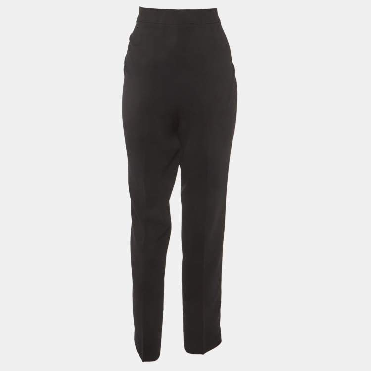 Pre Owned CH Carolina Herrera Black Crepe Formal Trousers M