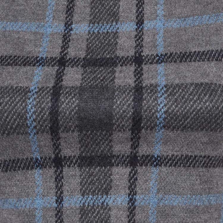 Pre Owned Carolina Herrera Grey Checks Wool Sleeveless Top S