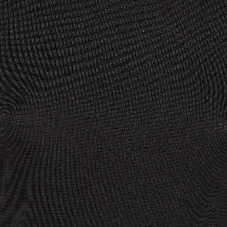 مملوكة مسبقًا CH Carolina Herrera Black Knit Ruffled Sleeve Top S