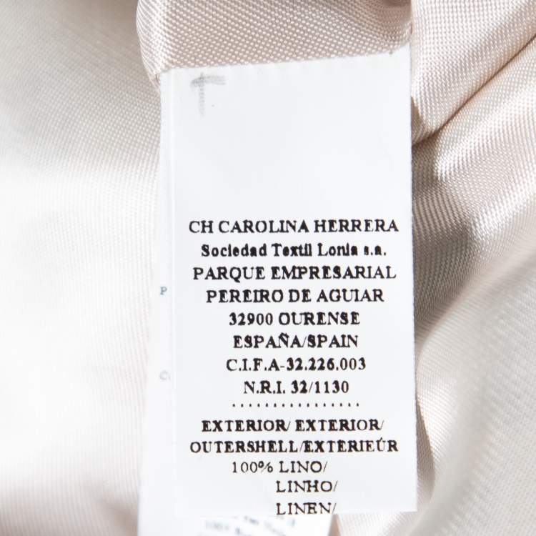 Pre Owned CH Carolina Herrera Blue and Cream Floral Printed Linen Flounce Sleeve Tunic Dress M