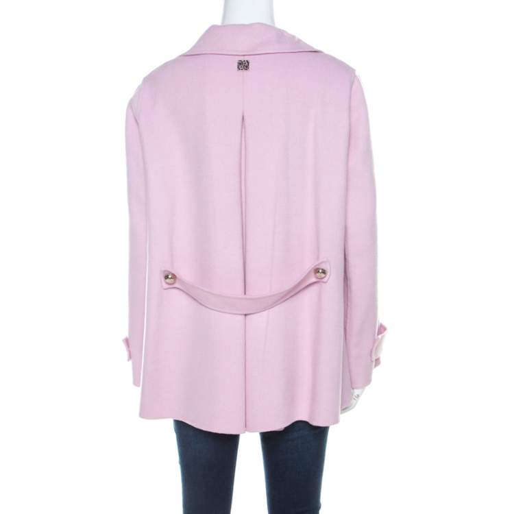 Pre Owned CH Carolina Herrera Dusty Pink Wool Double Breasted Coat S