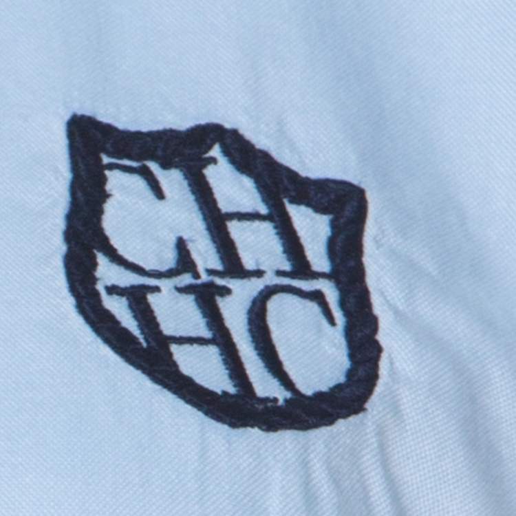 Pre Owned Carolina Herrera Blue Cotton Crest Embroidered Button Front Oxford Shirt M