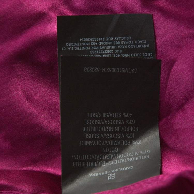 Pre Owned CH Carolina Herrera Magenta Lace Draped Detail One Shoulder Dress M