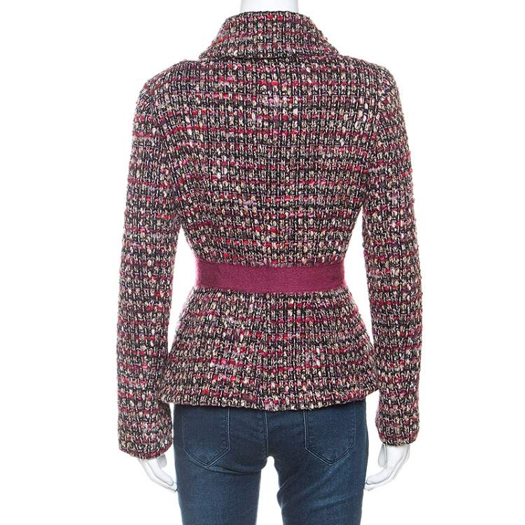 Pre Owned CH Carolina Herrera Multicolor Tweed Belted Jacket M