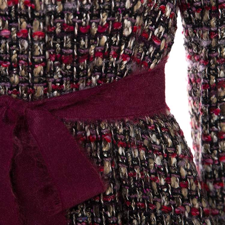Pre Owned CH Carolina Herrera Multicolor Tweed Belted Jacket M