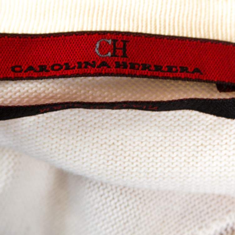 Pre Owned CH Carolina Herrera Bicolor Knit Button Front Cardigan L