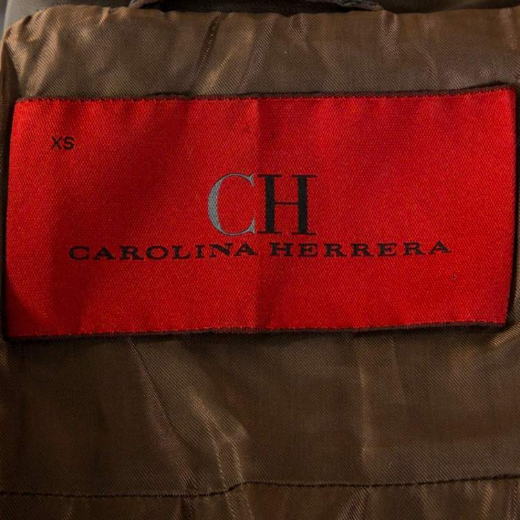 Pre Owned CH Carolina Herrera Brown Leather Belted Jacket XS