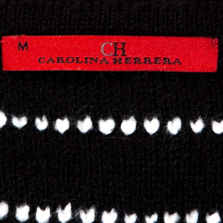 Pre Owned CH Carolina Herrera Monochrome Striped Knit Vest M