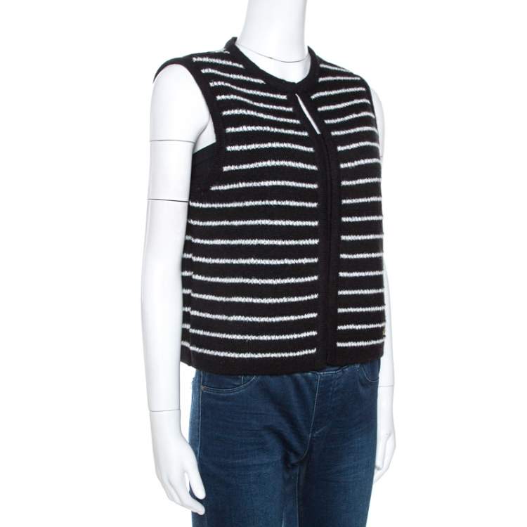 Pre Owned CH Carolina Herrera Monochrome Striped Knit Vest M