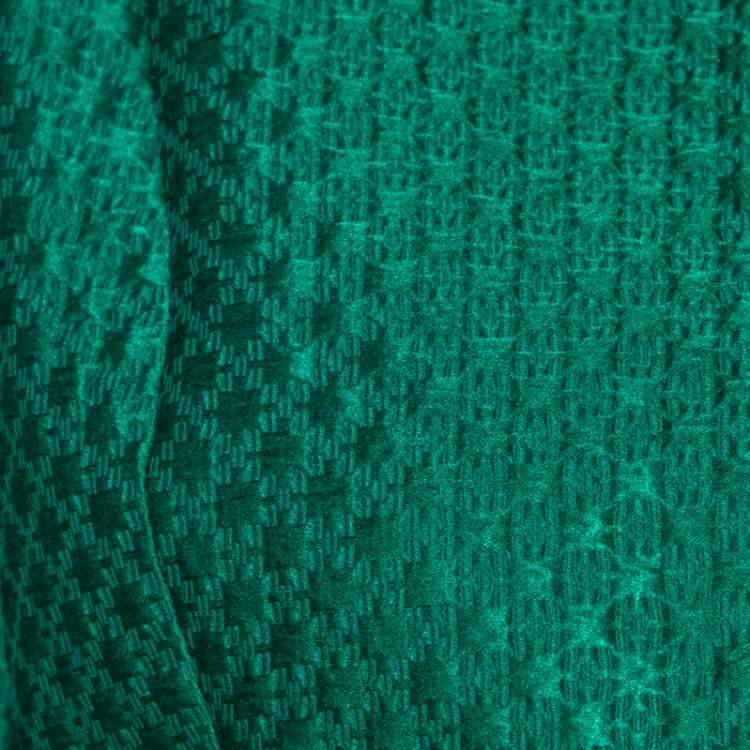 Pre Owned CH Carolina Herrera Green Embossed Jacquard Peplum Jacket S 