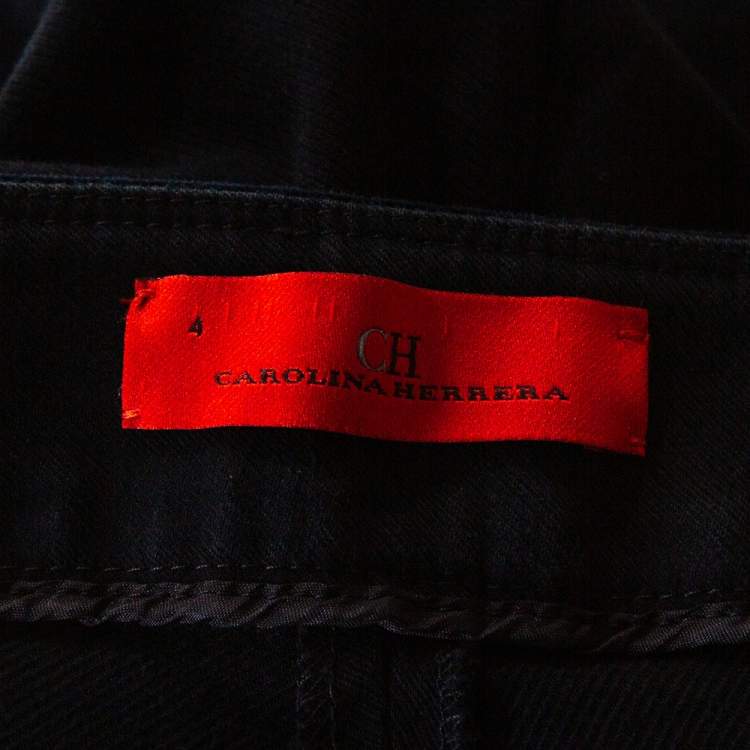 Pre Owned CH Carolina Herrera Navy Blue Cotton Tapered Pants S