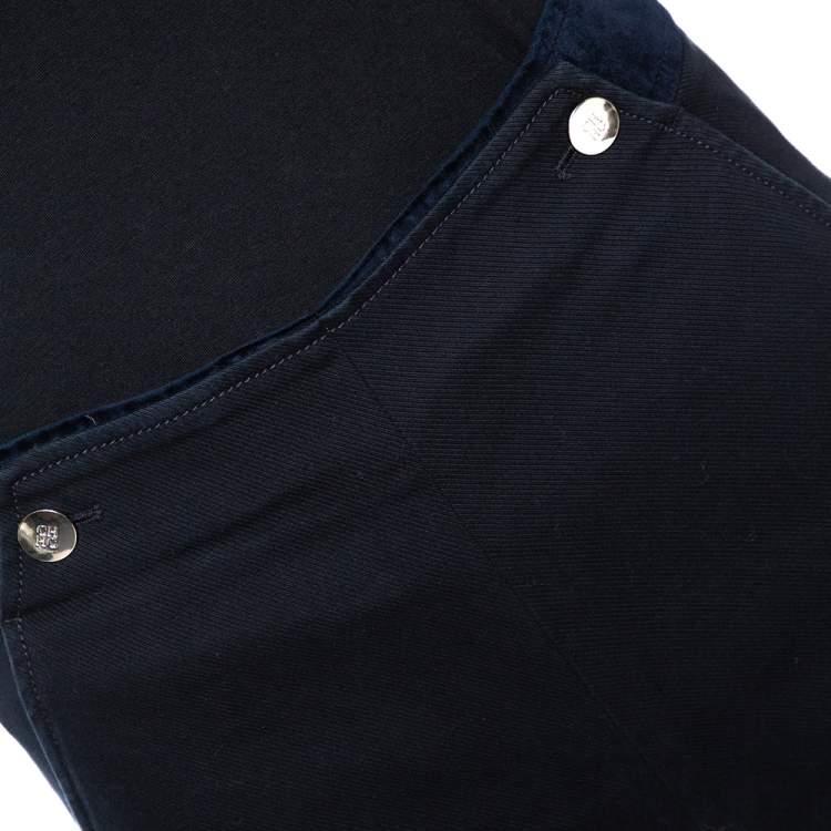Pre Owned CH Carolina Herrera Navy Blue Cotton Tapered Pants S