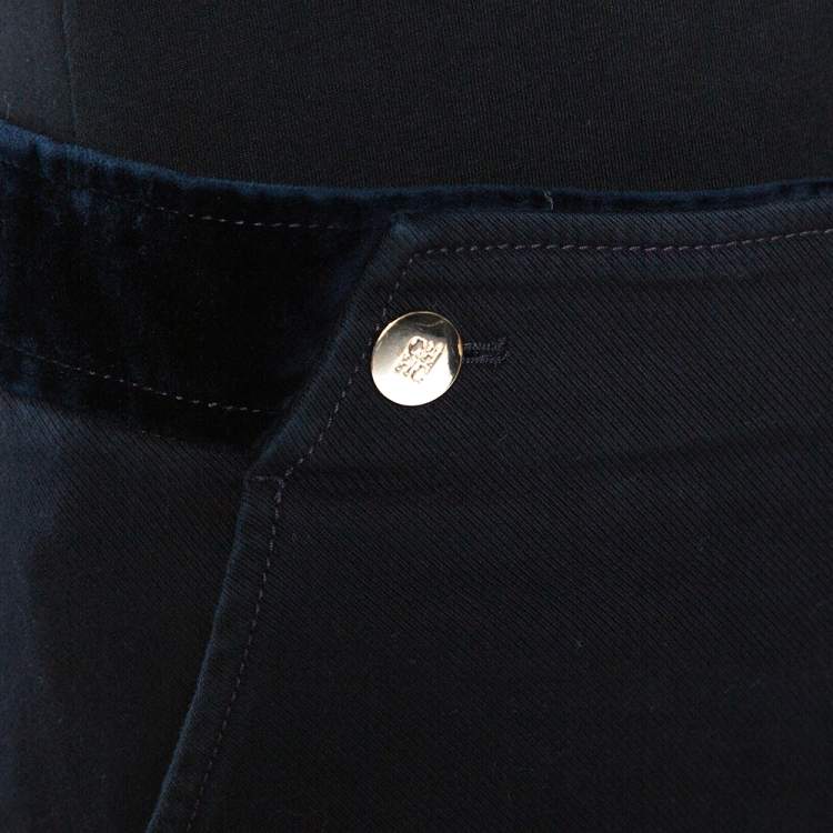 Pre Owned CH Carolina Herrera Navy Blue Cotton Tapered Pants S