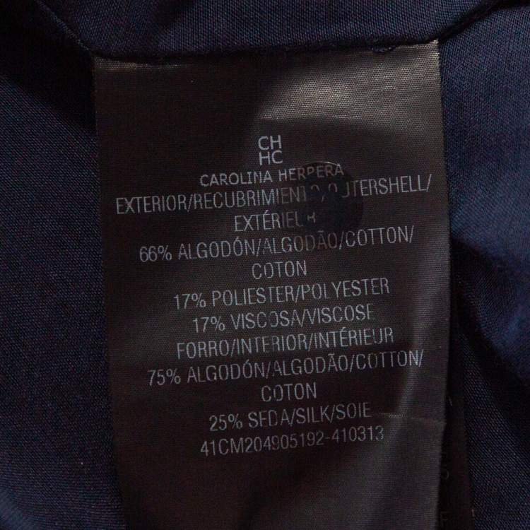 Pre Owned CH Carolina Herrera Navy Blue Corded Lace Button Front Top S