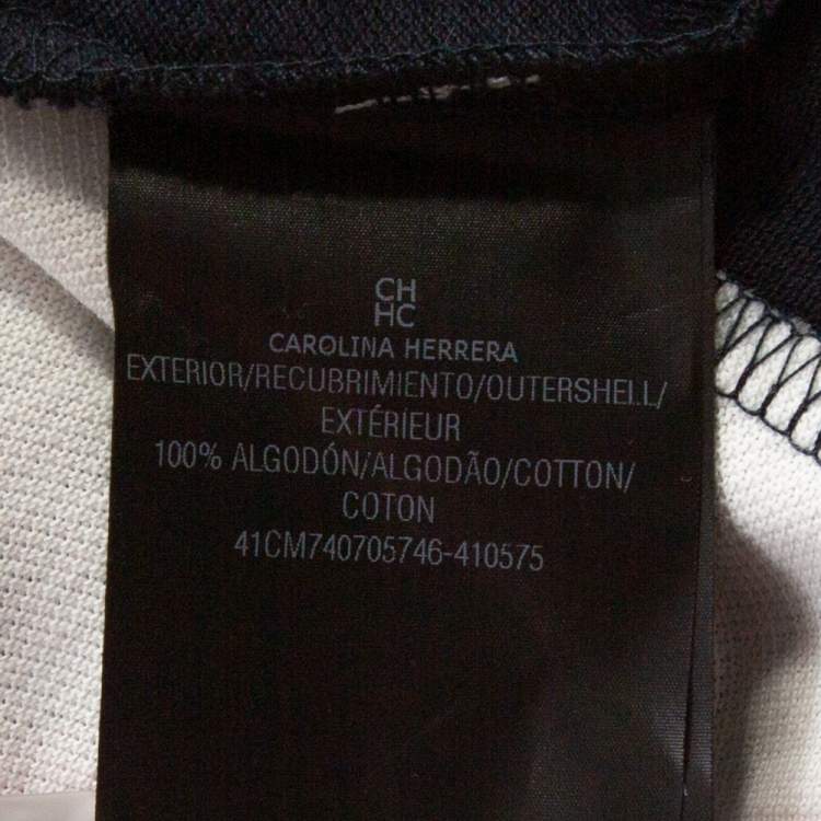 Pre Owned CH Carolina Herrera Tricolor Knit Diagonal Panel Logo Embroidered Polo T-Shirt L