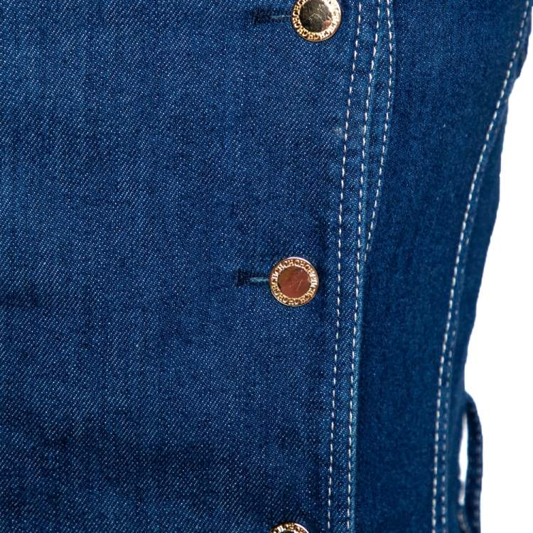 Pre Owned CH Carolina Herrera Blue Denim Sleeveless Dress S