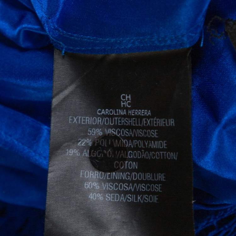 م�ملوكة مسبقًا CH Carolina Herrera Cobalt Blue Floral Lace Draped Gown S