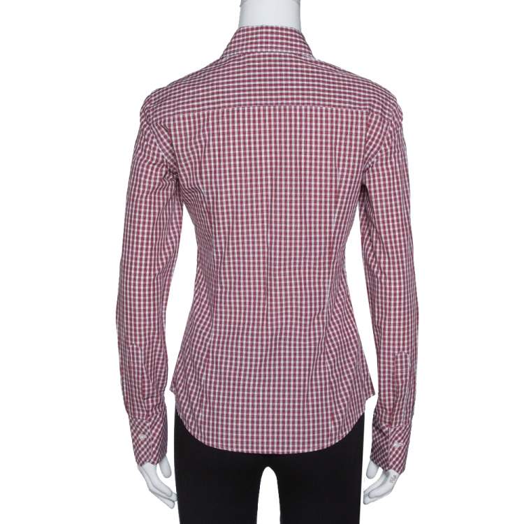Pre Owned CH Carolina Herrera Red Checked Cotton Long Sleeve Shirt S